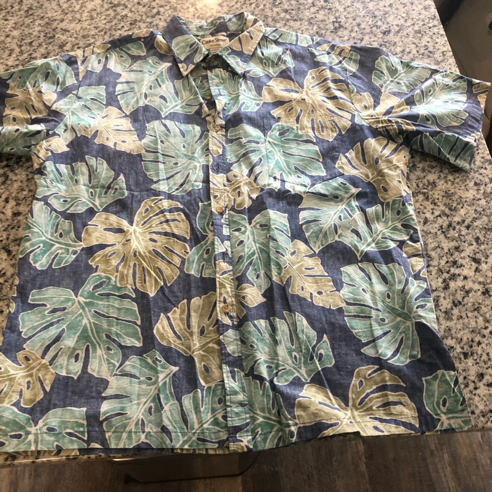 Cooke Street Made in Hawaii men’s Hawaiian Shirt with Tropical Leaf Print